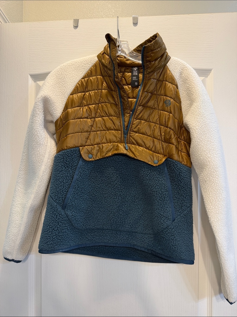 Mountain Hardwear Colorblock Teddy Jacket - White, Mustard & Teal